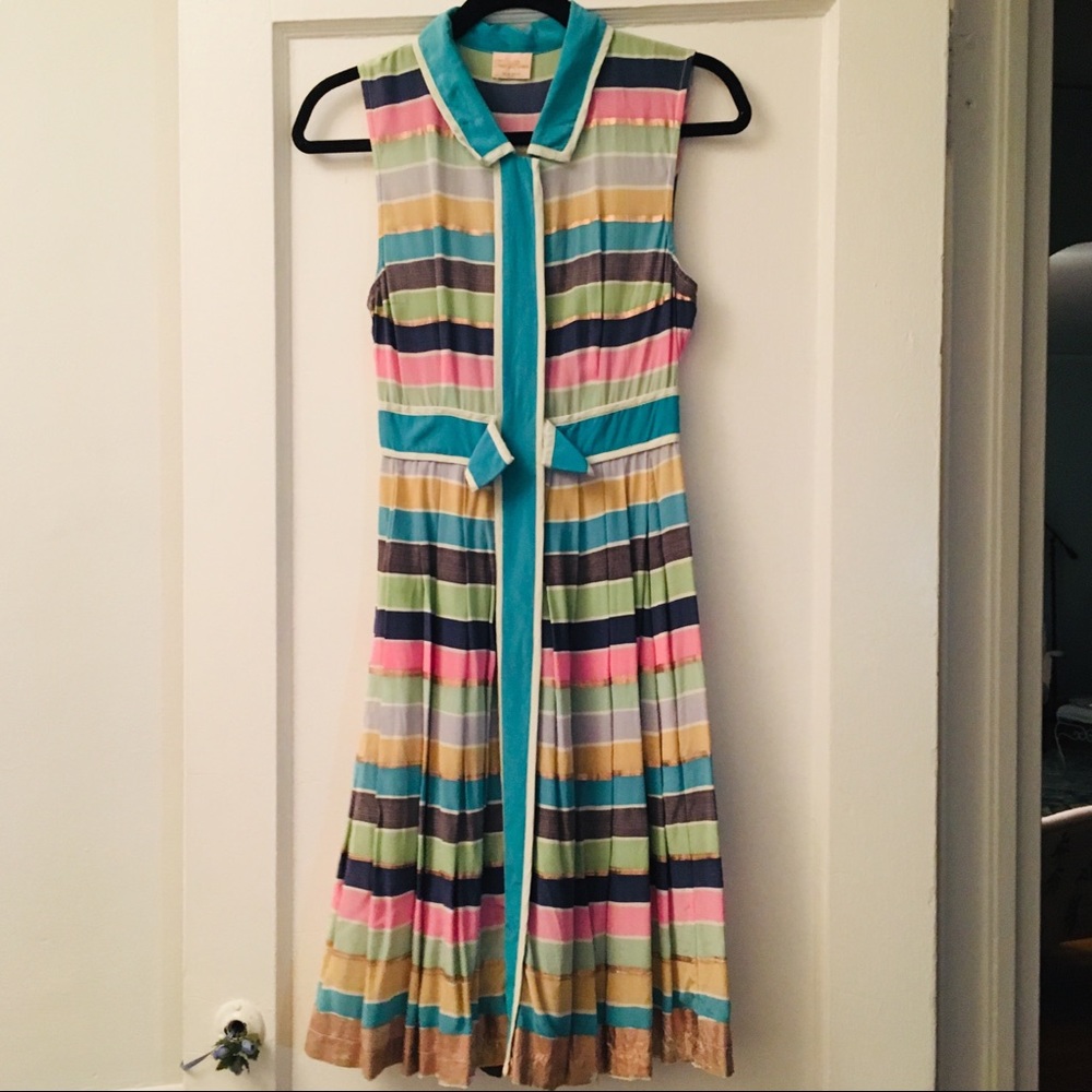 Tracy Reese x Anthropologie silk rainbow stripe dress (designer sample)